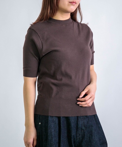 gicipi（ジチピ）の「[gicipi] ARGENTO /クルーネック5分袖 ニットソー（Tシャツ/カットソー・レディース・ブラウン/レッド/ブラック/グレー・1）」の11枚目の写真