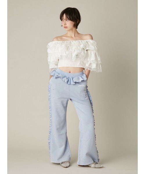 FURFUR(ファーファー)の「フリルスウェットパンツ(その他パンツ・レディース・グレー/チャコールグレー/ブルー・F)」の12枚目の写真