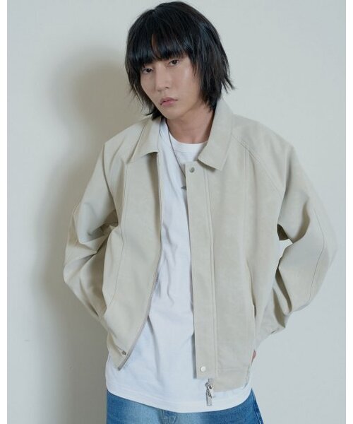 INEXCIS(イネクシス)の「Twill Nubuck Leather Bomber (Ivory)(ライダースジャケット・メンズ・その他・M/L)」の1枚目の写真