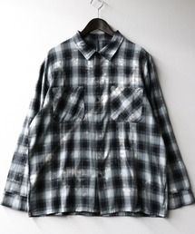 ダメージ ブリーチ オンブレチェックシャツ