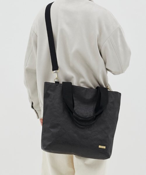 WALLAROO（ワラル）の「ワラル 3wayバッグ ラファオーバーサイズ_ブラック（エコバッグ/サブバッグ・レディース・ブラック・FREE）」の5枚目の写真