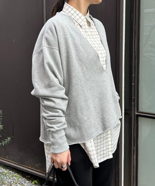 FRIPIER（フリピエ）の「《FRIPIER》深Vカットオフトレーナー（Tシャツ/カットソー・レディース・ベージュ/ライトグレー・FREE）」の12枚目の写真