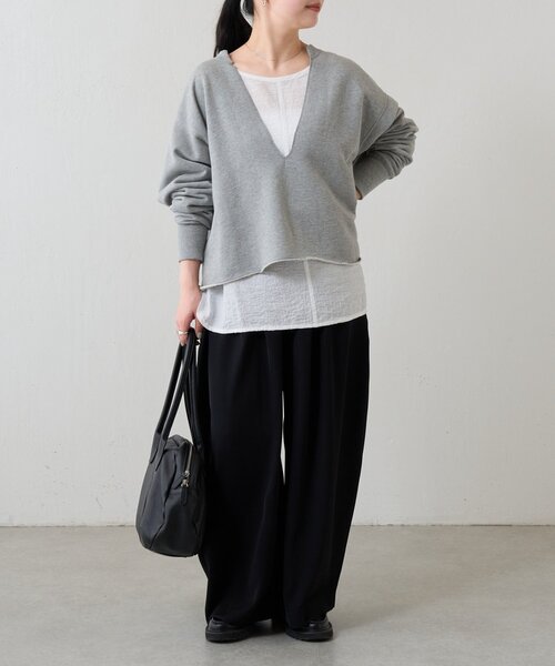 FRIPIER（フリピエ）の「《FRIPIER》深Vカットオフトレーナー（Tシャツ/カットソー・レディース・ベージュ/ライトグレー・FREE）」の22枚目の写真