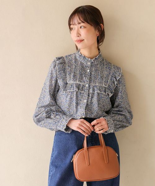 SLOBE IENA（スローブイエナ）の「Petit Flower フリルブラウス（シャツ/ブラウス・レディース・ピンク系その他/サックスブルー・FREE）」の8枚目の写真