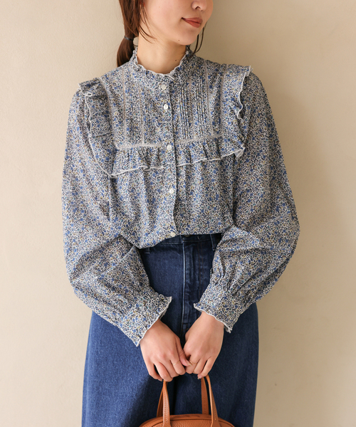 SLOBE IENA（スローブイエナ）の「Petit Flower フリルブラウス（シャツ/ブラウス・レディース・ピンク系その他/サックスブルー・FREE）」の9枚目の写真