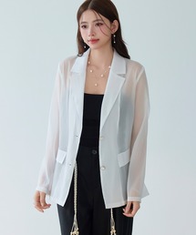 【2026SS新作】テーラード ジャケット オーガンジー シアー感 通勤 オフィスカジュアル シアートップス