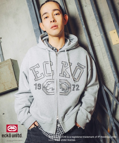 ecko unltd ジップアップパーカー XXL 刺繍 肉厚 グレー 00's Ecko Zip Up Hoodie (XL)