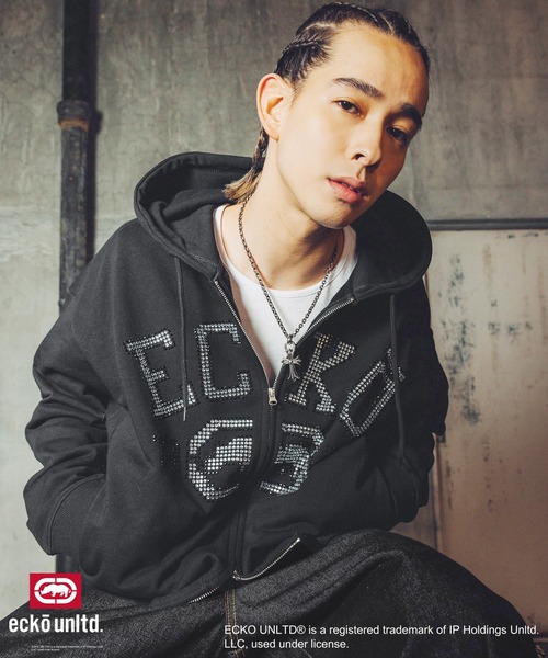 ECKO UNLTD./別注ダブルジップラインストーンZIPパーカー（パーカー