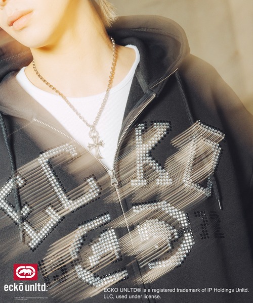 ecko unltd.(エコーアンリミテッド)の「ECKO UNLTD./別注ダブルジップラインストーンZIPパーカー(パーカー・メンズ・ブラック/アッシュ・S/M/L/XL)」の15枚目の写真