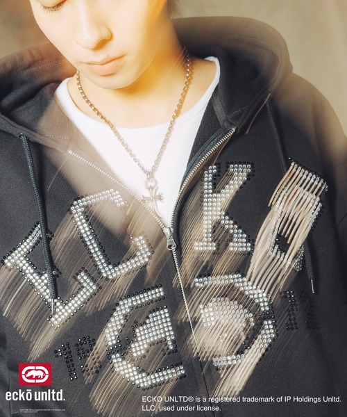 ecko unltd.(エコーアンリミテッド)の「ECKO UNLTD./別注ダブルジップラインストーンZIPパーカー(パーカー・メンズ・ブラック/アッシュ・S/M/L/XL)」の16枚目の写真
