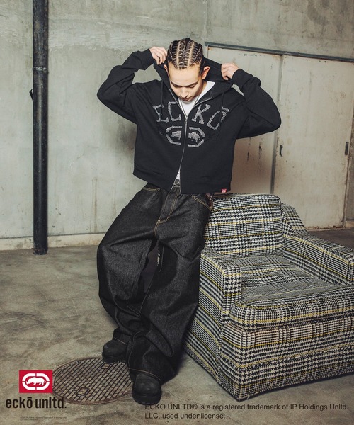 ecko unltd.(エコーアンリミテッド)の「ECKO UNLTD./別注ダブルジップラインストーンZIPパーカー(パーカー・メンズ・ブラック/アッシュ・S/M/L/XL)」の18枚目の写真