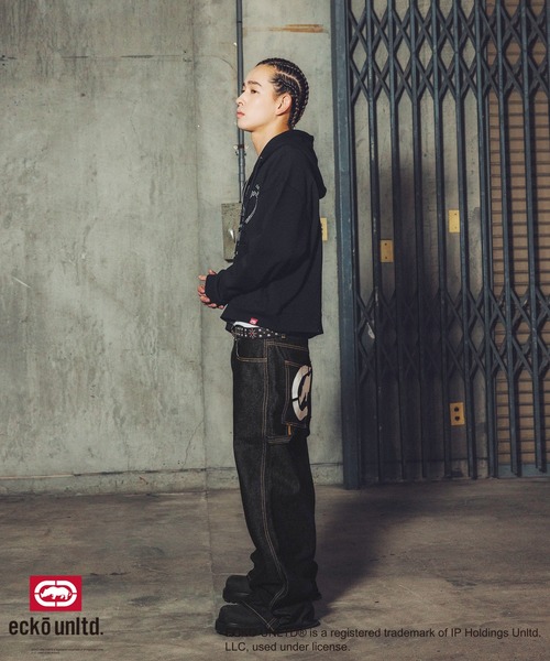 ecko unltd.(エコーアンリミテッド)の「ECKO UNLTD./別注ダブルジップラインストーンZIPパーカー(パーカー・メンズ・ブラック/アッシュ・S/M/L/XL)」の20枚目の写真