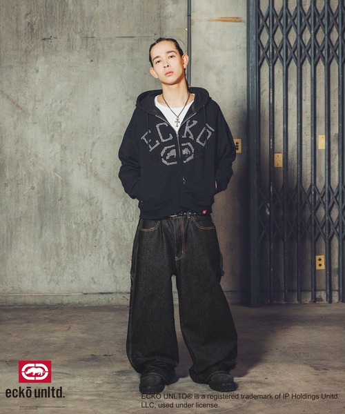 ecko unltd.(エコーアンリミテッド)の「ECKO UNLTD./別注ダブルジップラインストーンZIPパーカー(パーカー・メンズ・ブラック/アッシュ・S/M/L/XL)」の22枚目の写真