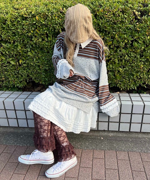 WC(ダブル シー)の「パッチワークラガーシャツ(シャツ/ブラウス・レディース・ブラウン/ピンク・FREE)」の7枚目の写真