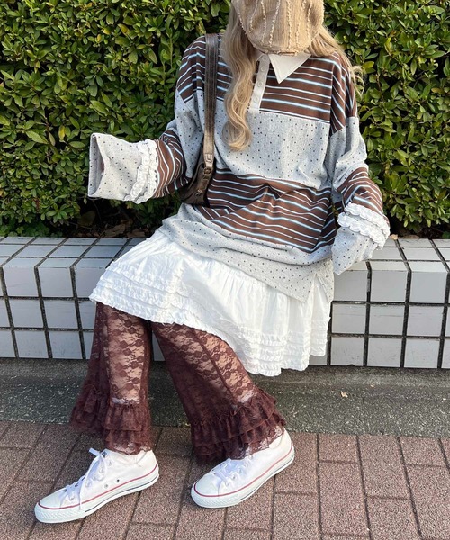 WC(ダブル シー)の「パッチワークラガーシャツ(シャツ/ブラウス・レディース・ブラウン/ピンク・FREE)」の8枚目の写真