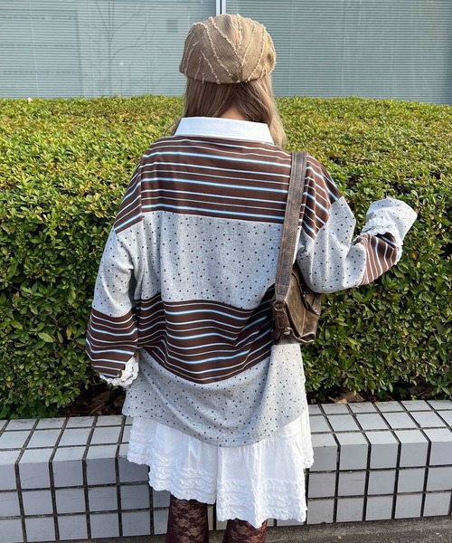 WC(ダブル シー)の「パッチワークラガーシャツ(シャツ/ブラウス・レディース・ブラウン/ピンク・FREE)」の5枚目の写真