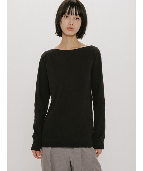 MIDIUMISOLID(ミディウミソリッド)の「MIDIUMISOLID for Ladies リブプルオーバー(Tシャツ/カットソー・レディース・キナリ/ブラック/ライトグレー・FREE)」の3枚目の写真