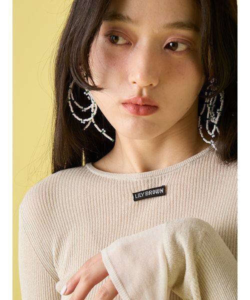LILY BROWN(リリーブラウン)の「シアーレイヤードラメリブトップ(ニット/セーター・レディース・ベージュ/ピンク/グレー/その他・F)」の10枚目の写真