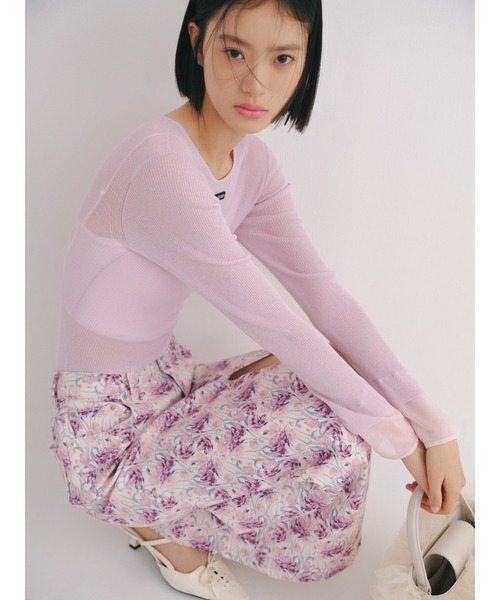 LILY BROWN(リリーブラウン)の「シアーレイヤードラメリブトップ(ニット/セーター・レディース・ベージュ/ピンク/グレー/その他・F)」の20枚目の写真