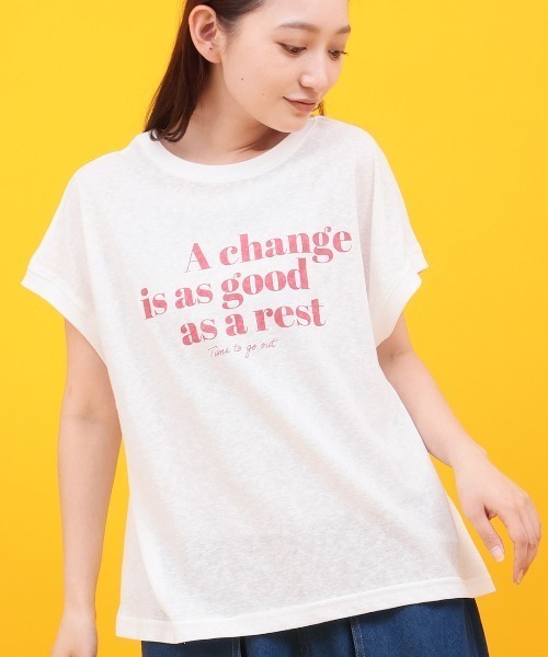 チチカカ(チチカカ)の「Orale! シアー天竺ロゴフレンチTシャツ(Tシャツ/カットソー・レディース・ブラック/ピンク/ホワイト・FREE)」の1枚目の写真
