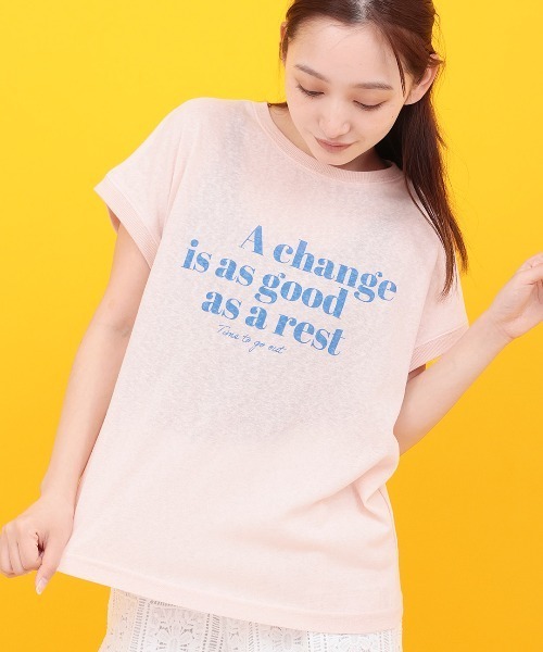チチカカ(チチカカ)の「Orale! シアー天竺ロゴフレンチTシャツ(Tシャツ/カットソー・レディース・ブラック/ピンク/ホワイト・FREE)」の3枚目の写真