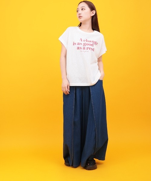 チチカカ(チチカカ)の「Orale! シアー天竺ロゴフレンチTシャツ(Tシャツ/カットソー・レディース・ブラック/ピンク/ホワイト・FREE)」の4枚目の写真