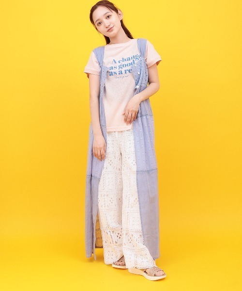 チチカカ(チチカカ)の「Orale! シアー天竺ロゴフレンチTシャツ(Tシャツ/カットソー・レディース・ブラック/ピンク/ホワイト・FREE)」の5枚目の写真