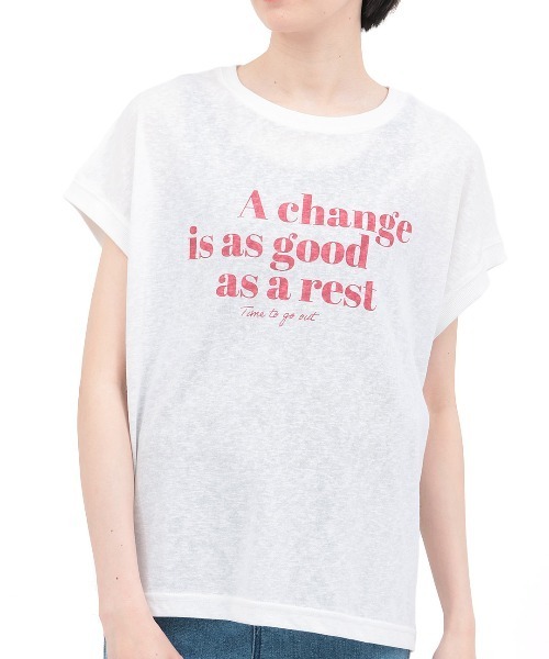 チチカカ(チチカカ)の「Orale! シアー天竺ロゴフレンチTシャツ(Tシャツ/カットソー・レディース・ブラック/ピンク/ホワイト・FREE)」の7枚目の写真