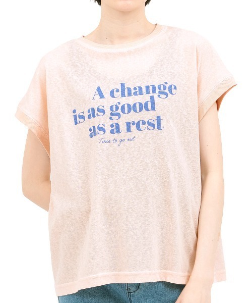 チチカカ(チチカカ)の「Orale! シアー天竺ロゴフレンチTシャツ(Tシャツ/カットソー・レディース・ブラック/ピンク/ホワイト・FREE)」の8枚目の写真