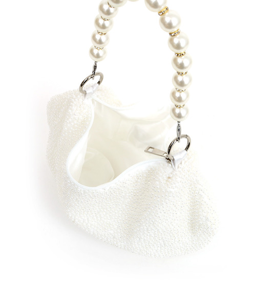 cache cache（カシュ カシュ）の「カシュカシュ cachecache / パール調ビーズワンハンドルバッグ（クラッチバッグ・レディース・ホワイト/ライトベージュ・FREE）」の5枚目の写真