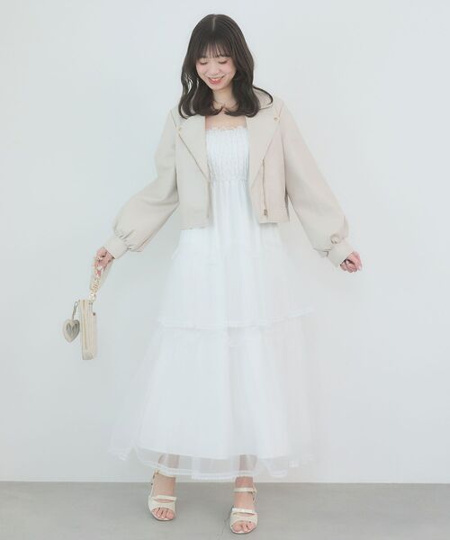 MAJESTIC LEGON（マジェスティックレゴン）の「Ladyショートライダース（ブルゾン・レディース・ブラック/アイボリー/ベージュ・MEDIUM/SMALL）」の4枚目の写真