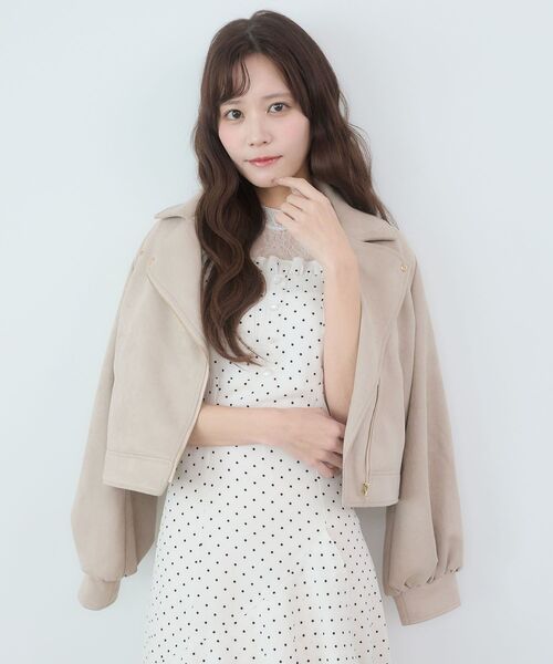 MAJESTIC LEGON（マジェスティックレゴン）の「Ladyショートライダース（ブルゾン・レディース・ブラック/アイボリー/ベージュ・MEDIUM/SMALL）」の7枚目の写真