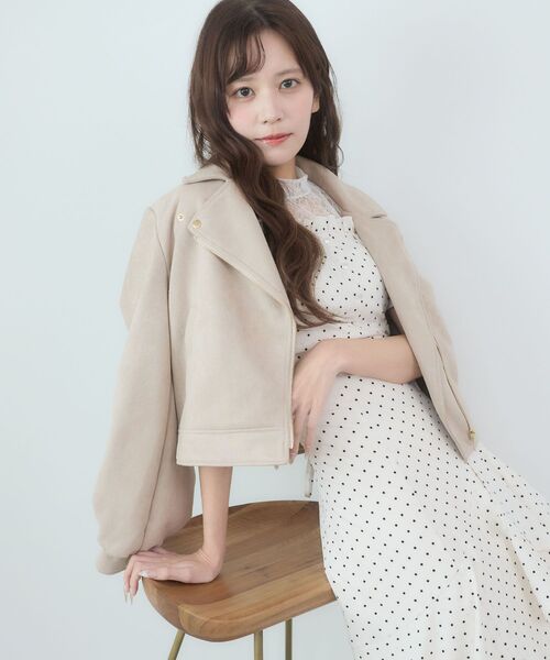 MAJESTIC LEGON（マジェスティックレゴン）の「Ladyショートライダース（ブルゾン・レディース・ブラック/アイボリー/ベージュ・MEDIUM/SMALL）」の9枚目の写真