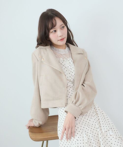 MAJESTIC LEGON（マジェスティックレゴン）の「Ladyショートライダース（ブルゾン・レディース・ブラック/アイボリー/ベージュ・MEDIUM/SMALL）」の10枚目の写真