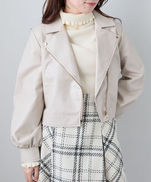 MAJESTIC LEGON（マジェスティックレゴン）の「Ladyショートライダース（ブルゾン・レディース・ブラック/アイボリー/ベージュ・MEDIUM/SMALL）」の14枚目の写真