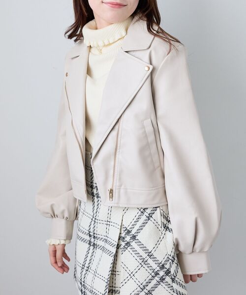 MAJESTIC LEGON（マジェスティックレゴン）の「Ladyショートライダース（ブルゾン・レディース・ブラック/アイボリー/ベージュ・MEDIUM/SMALL）」の15枚目の写真