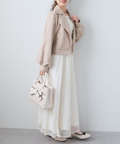 MAJESTIC LEGON（マジェスティックレゴン）の「Ladyショートライダース（ブルゾン・レディース・ブラック/アイボリー/ベージュ・MEDIUM/SMALL）」の19枚目の写真