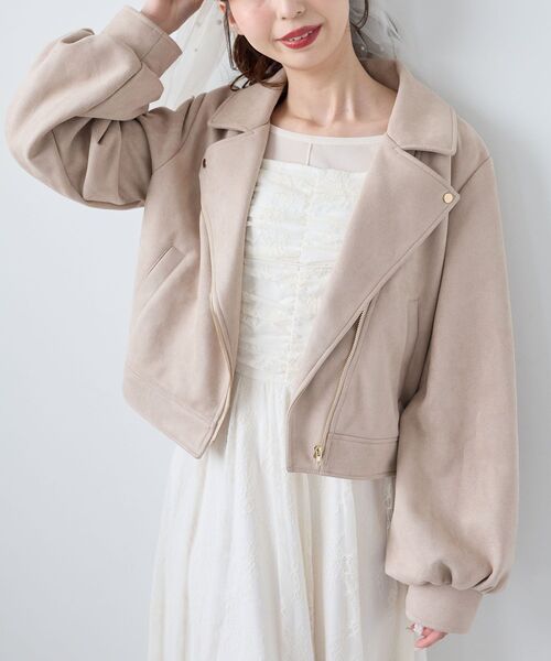 MAJESTIC LEGON（マジェスティックレゴン）の「Ladyショートライダース（ブルゾン・レディース・ブラック/アイボリー/ベージュ・MEDIUM/SMALL）」の21枚目の写真