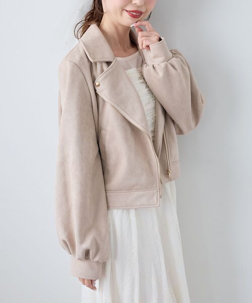 MAJESTIC LEGON（マジェスティックレゴン）の「Ladyショートライダース（ブルゾン・レディース・ブラック/アイボリー/ベージュ・MEDIUM/SMALL）」の22枚目の写真