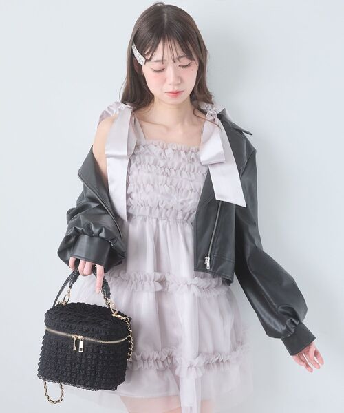 MAJESTIC LEGON(マジェスティックレゴン)の「Ladyショートライダース(ブルゾン・レディース・ブラック/アイボリー/ベージュ・MEDIUM/SMALL)」の19枚目の写真