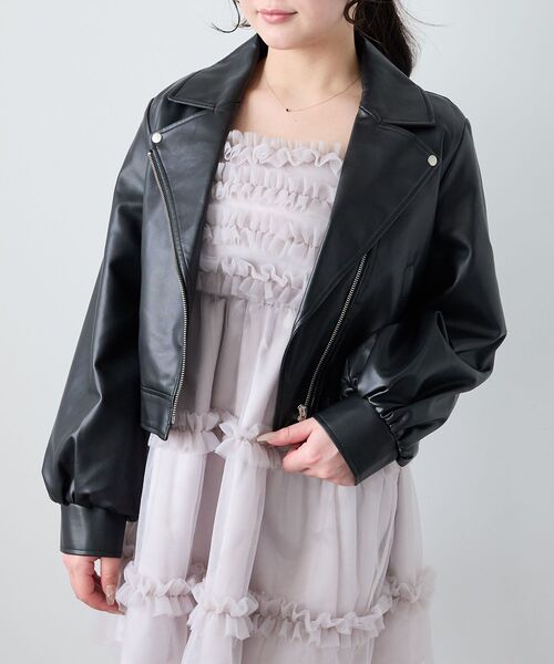 MAJESTIC LEGON(マジェスティックレゴン)の「Ladyショートライダース(ブルゾン・レディース・ブラック/アイボリー/ベージュ・MEDIUM/SMALL)」の14枚目の写真