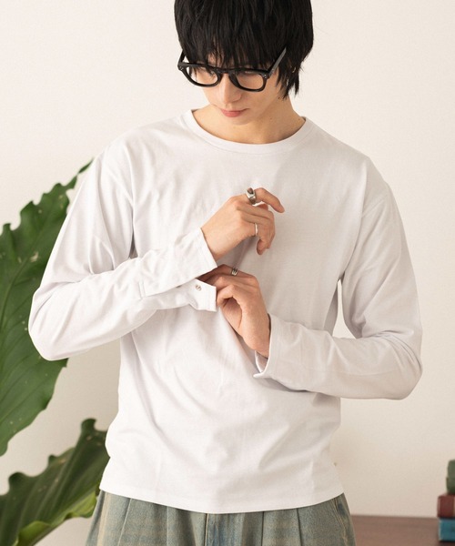 LUCY(ルーシー)の「LUCY/【26年春新作】フレアスリーブT(LS)(Tシャツ/カットソー・メンズ・チャコール/ホワイト・MEDIUM/LARGE)」の1枚目の写真