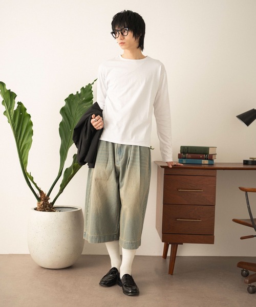 LUCY(ルーシー)の「LUCY/【26年春新作】フレアスリーブT(LS)(Tシャツ/カットソー・メンズ・チャコール/ホワイト・MEDIUM/LARGE)」の4枚目の写真