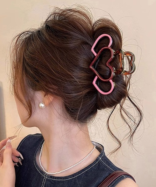 セール】バンスクリップ ハート マルチカラー（バレッタ/ヘアクリップ