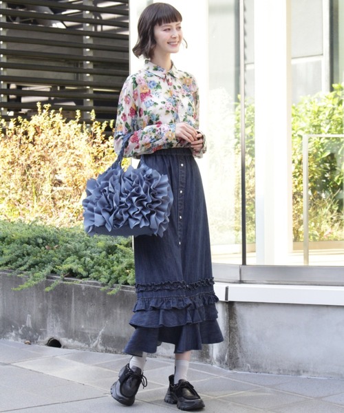 H.A.K（ハク）の「ナイロンフリルバッグ（トートバッグ・レディース・チャコール/ライトグレー/ブルー/ブラック・FREE）」の11枚目の写真