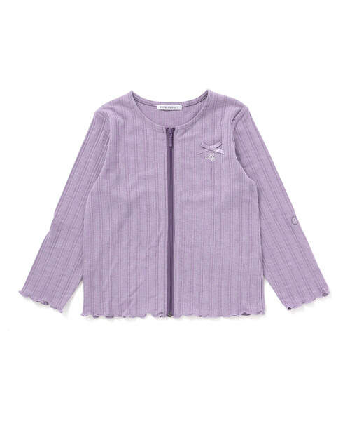 BeBe（ベベ）の「【UVカット・速乾】袖丈調節針抜きテレコ長袖ZIPカーディガン(90~130cm)（カーディガン/ボレロ・キッズ・オフホワイト/パープル・XS/L/M/S）」の5枚目の写真