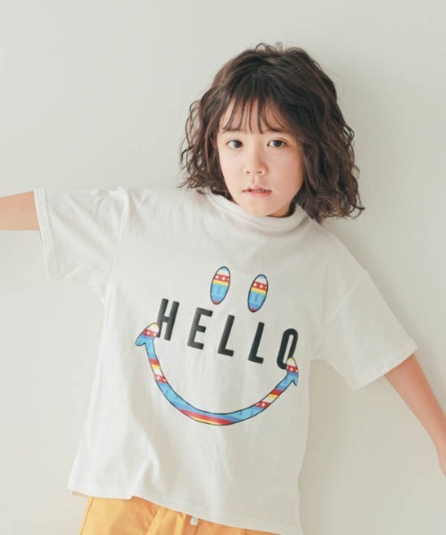 nicohrat（ニコフラート）の「nicohrat/ニコフラート ハロー Tシャツ（Tシャツ/カットソー・キッズ・ライトグリーン/パープル/オフホワイト・100cm/110cm/120cm/130cm/140cm/90cm）」の2枚目の写真