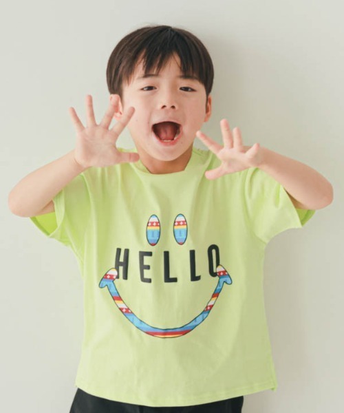 nicohrat（ニコフラート）の「nicohrat/ニコフラート ハロー Tシャツ（Tシャツ/カットソー・キッズ・ライトグリーン/パープル/オフホワイト・100cm/110cm/120cm/130cm/140cm/90cm）」の3枚目の写真