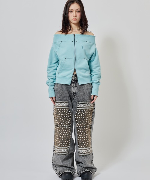 atmos pink（アトモスピンク）の「atmos pink Panelled Bandana Denim Pants / アトモス ピンク パネェルド バンダナ デニム パンツ（デニムパンツ・レディース・ブラック/ブルー・M/S）」の11枚目の写真