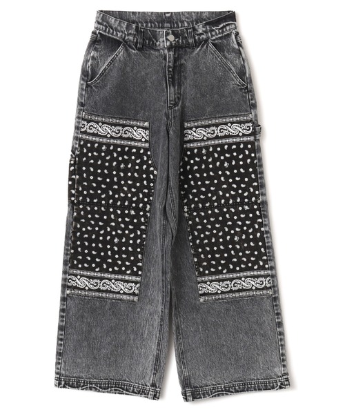 atmos pink（アトモスピンク）の「atmos pink Panelled Bandana Denim Pants / アトモス ピンク パネェルド バンダナ デニム パンツ（デニムパンツ・レディース・ブラック/ブルー・M/S）」の3枚目の写真
